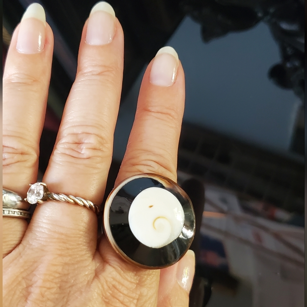 Carved Seashell Spiral Ring Statement Mermaid Cor… - image 7